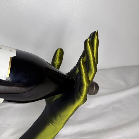 Hand Wine Bottle Holder 12" Gold Black Display Bar Shelf Decor Unique Gift - Picture 5 of 8